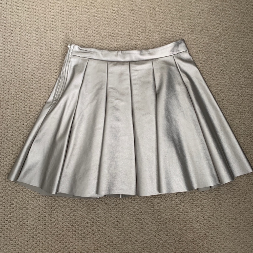 Aqua silver pleated skirt
